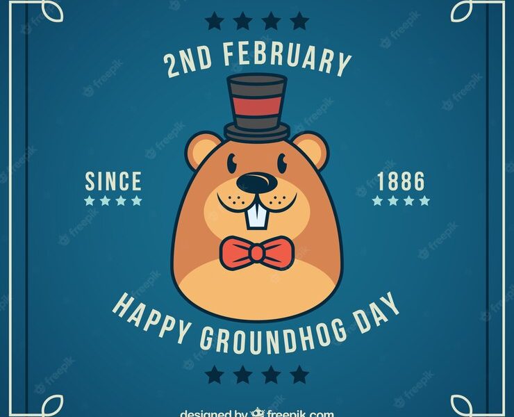 Nice groundhog face background Free Vector