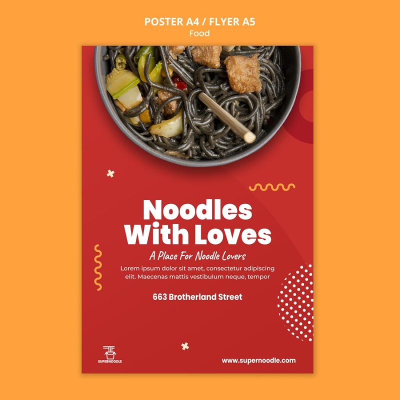 Noodles promo print template Free Psd