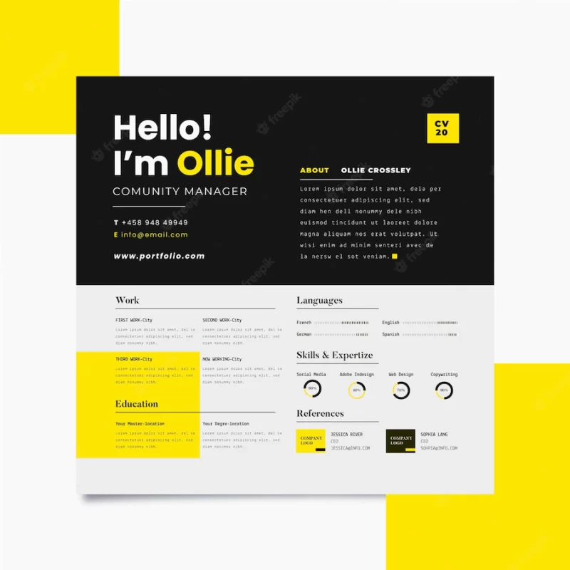 Online cv template Free Vector