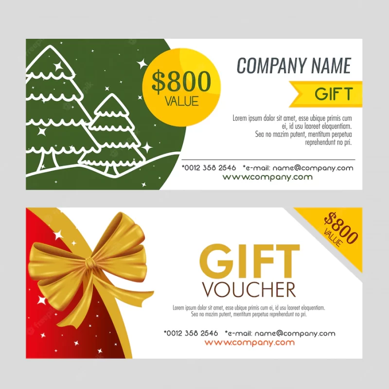 Pair of christmas gift coupon Free Vector