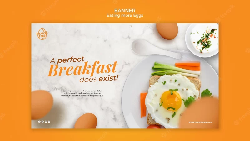 Perfect breakfast with eggs banner template Premium PSD