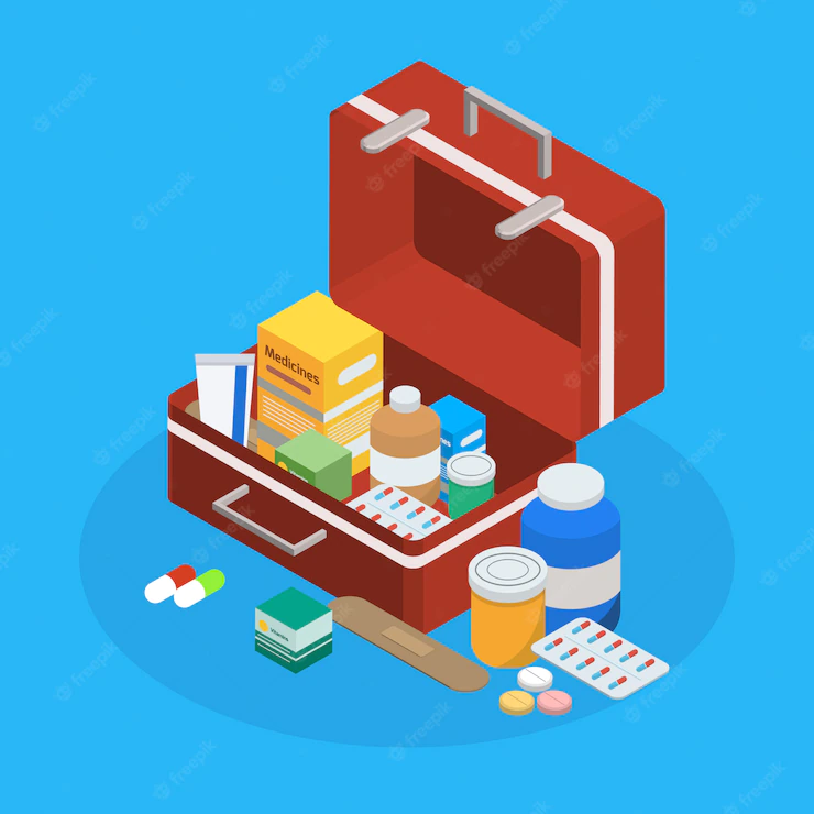 Pharmaceutical Production Suitcase Isometric Composition 1284 22849