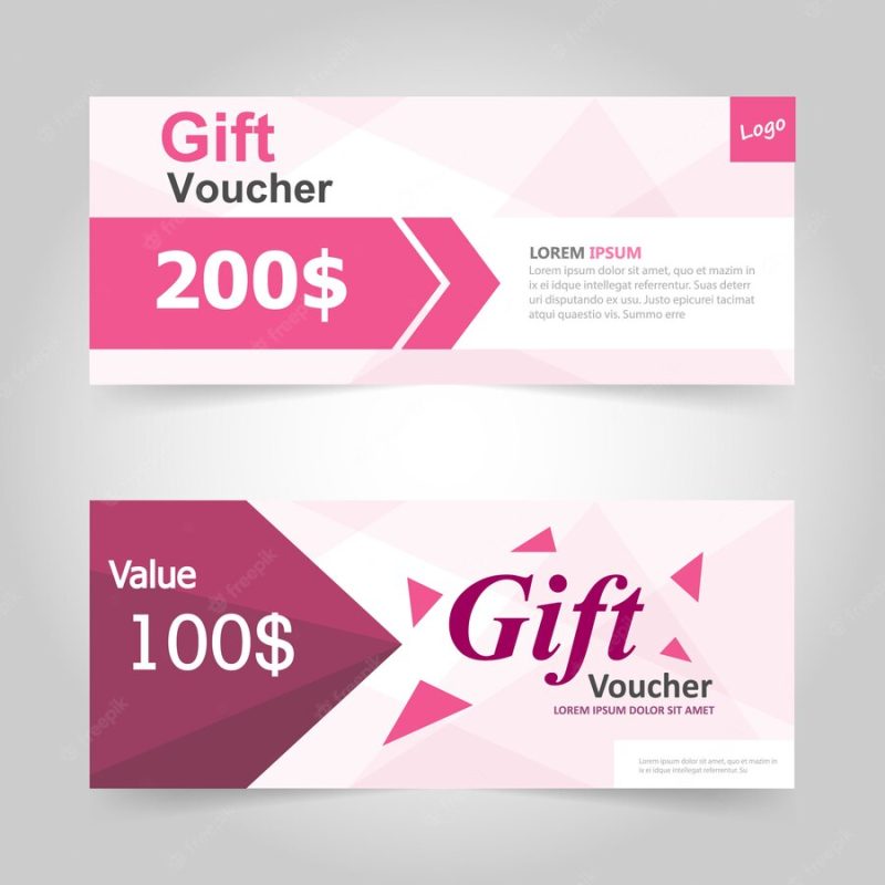 Pink gift voucher banner design Free Vector