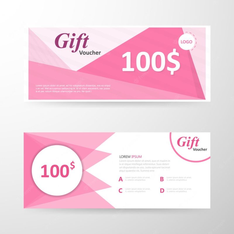 Pink gift voucher template Free Vector