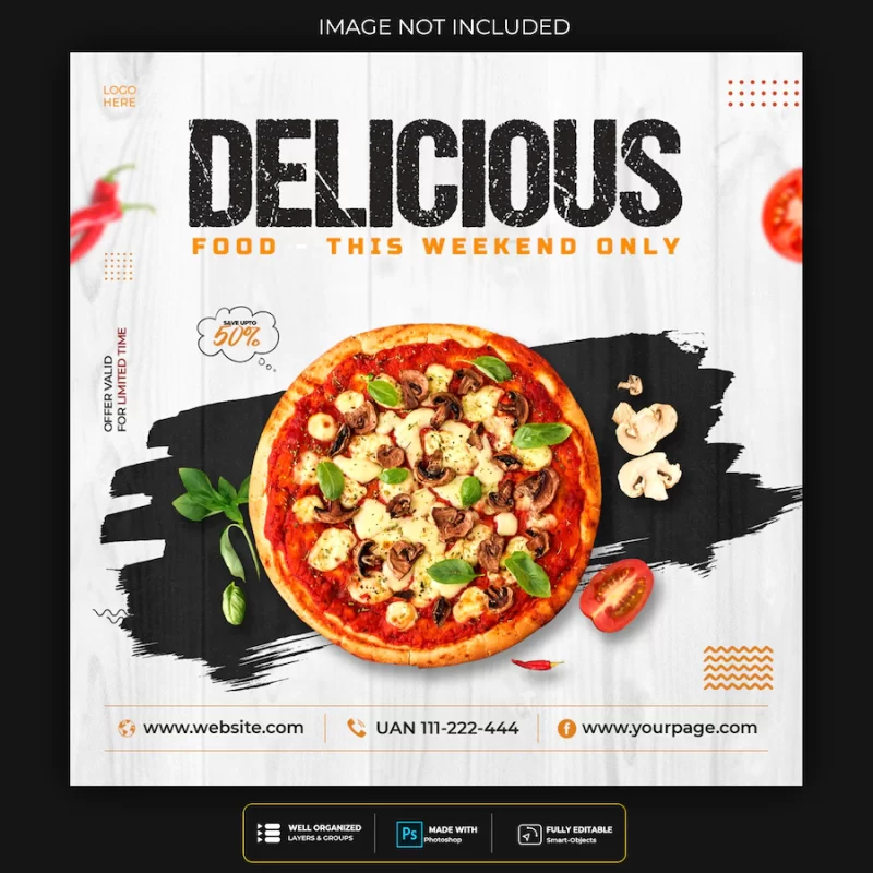 Pizza food social media banner post template Free Psd