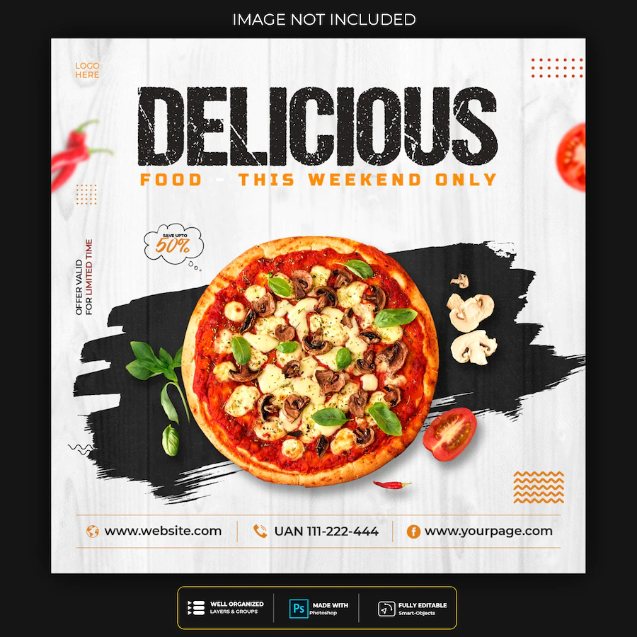 Pizza Food Social Media Banner Post Template 202595 376