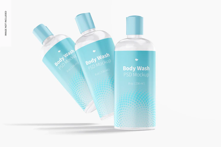 Plastic Body Wash Bottles Set Mockup 1332 3802