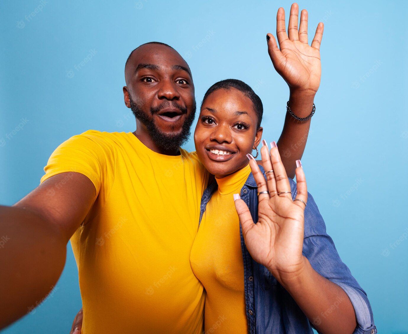 Pov Cute Lovers Waving Camera Taking Pictures N Studio Happy Man Woman Sharing Embrace Expressing Sweet Emotions Couple Love Showing Affection Romance 482257 35792