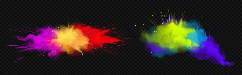 Powder Holi Paints Colorful Clouds Explosions Ink Splashes Decorative Vibrant Dye Festival Isolated Transparent Background Traditional Indian Holiday Realistic 3d Illustration 107791 3873