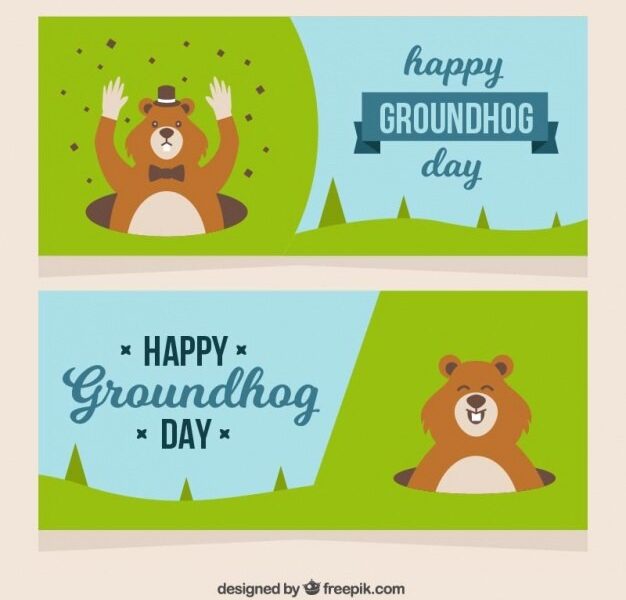 Pretty groundhog day banners Free Vector