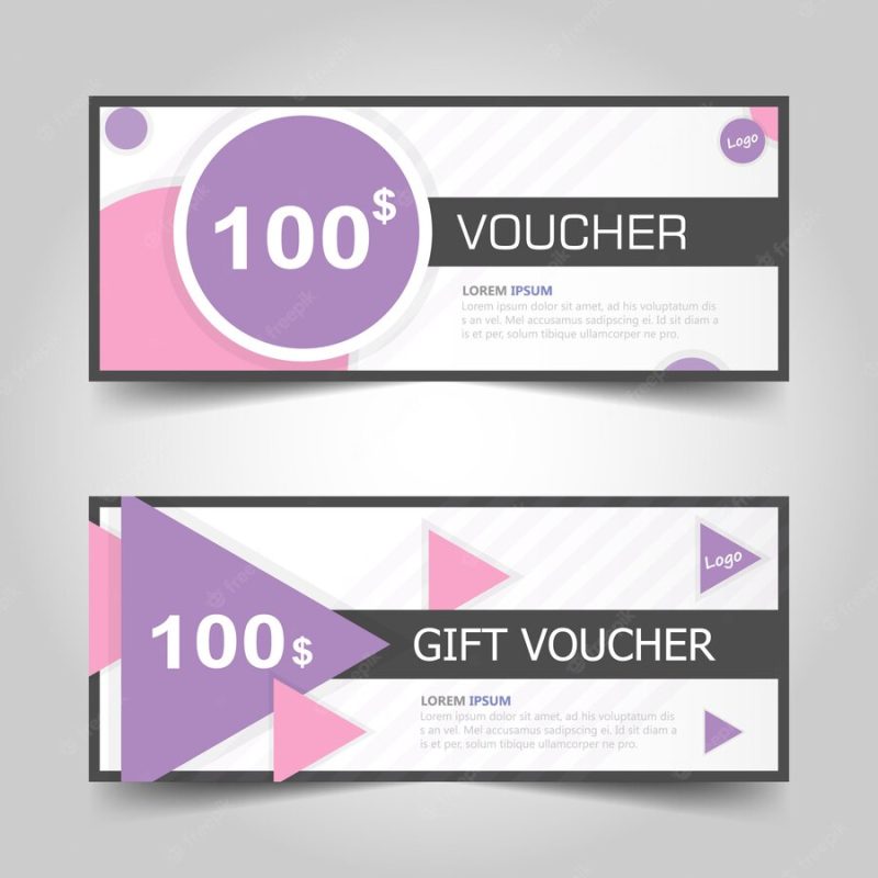 Purple gift voucher banner templates Free Vector