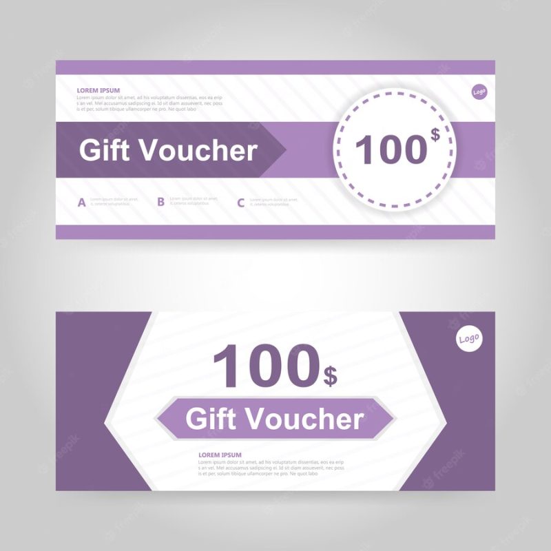 Purple gift voucher template Free Vector