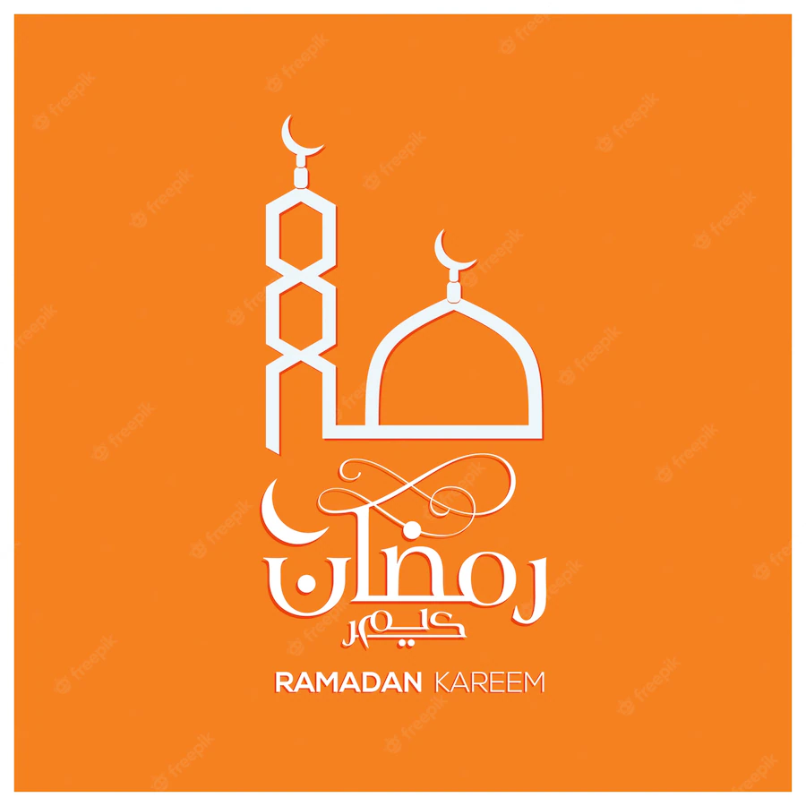 Ramadan Kareem Design With Mosque Orange Background 1057 4383