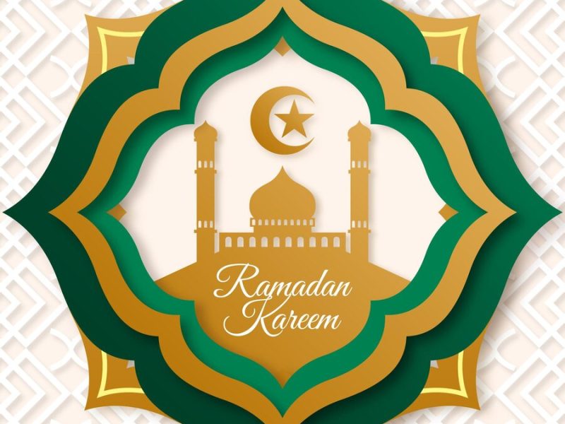 Ramadan kareem illustration in paper style Free Vector