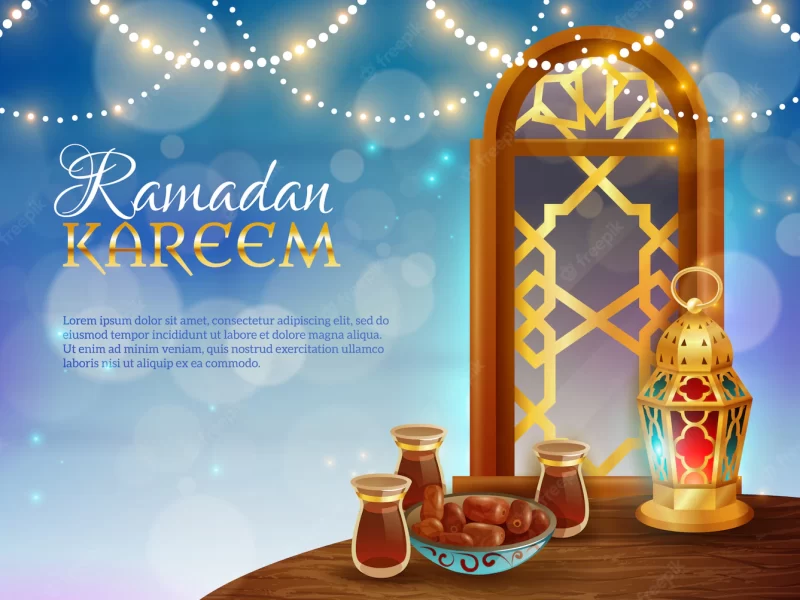 Ramadan kareem traditional festive food poster Free Vector