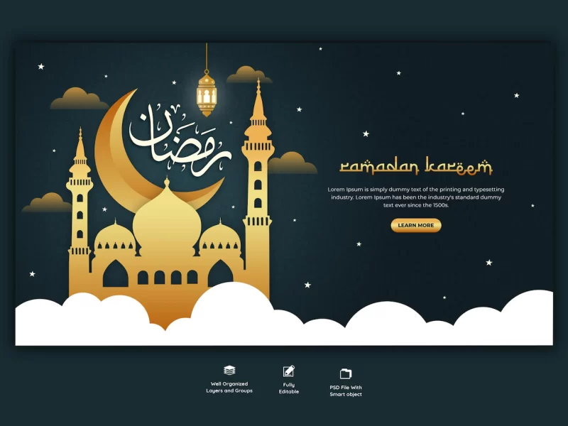 Ramadan kareem traditional islamic festival religious web banner Free Psd