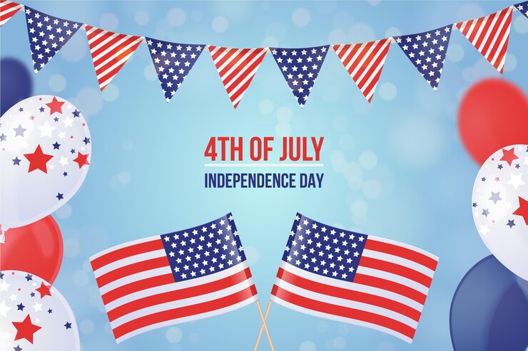 Realistic 4th of july – independence day balloons background Free Vector