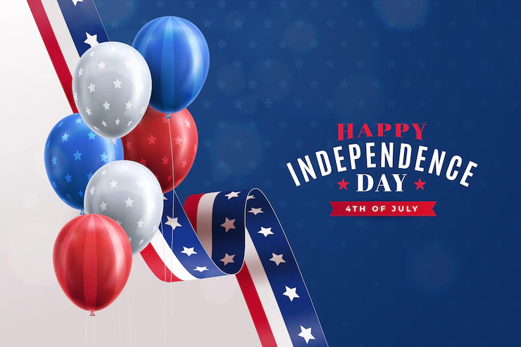 Realistic 4th of july independence day balloons background Free Vector