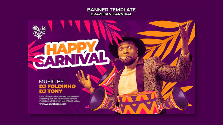 Realistic brazilian carnival banner template Free Psd