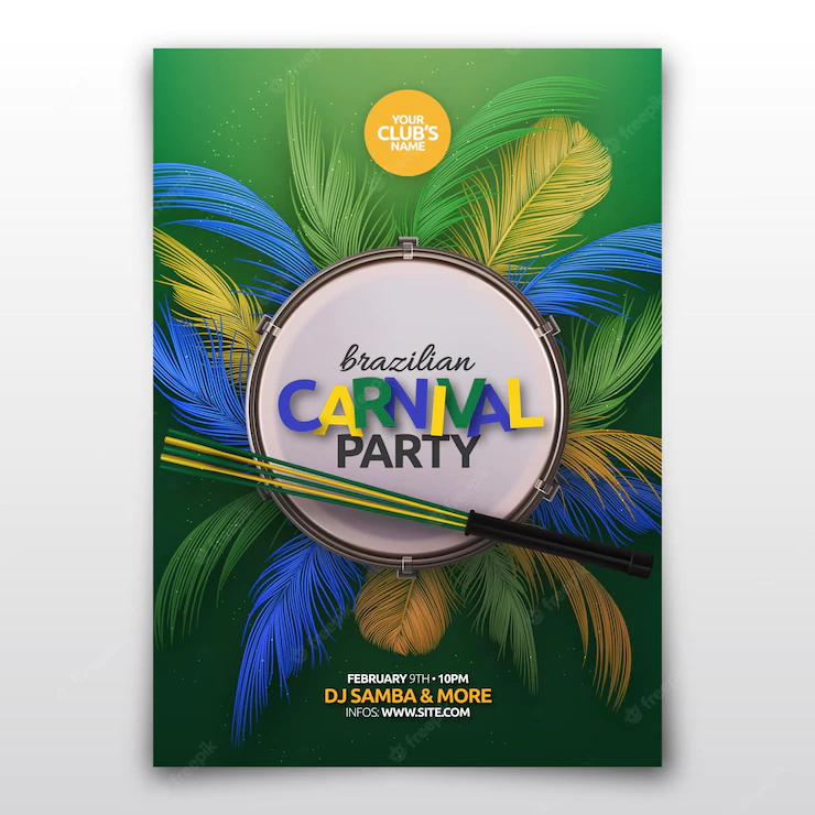 Realistic Brazilian Carnival Flyer Template 52683 53909