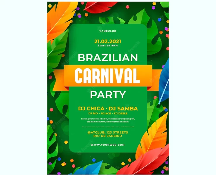 Realistic brazilian carnival flyer Free Vector