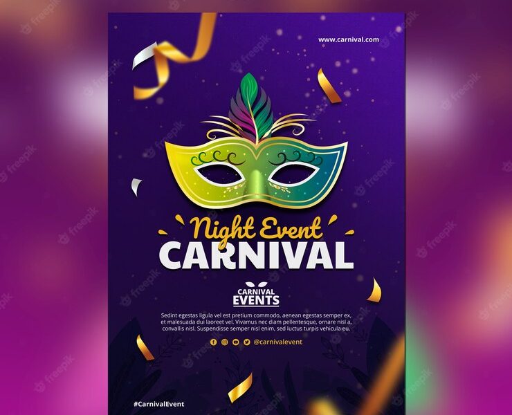 Realistic carnival template design Free Psd