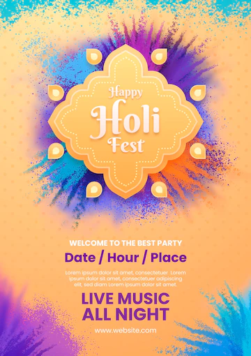 Realistic Holi Vertical Poster Template 52683 80874