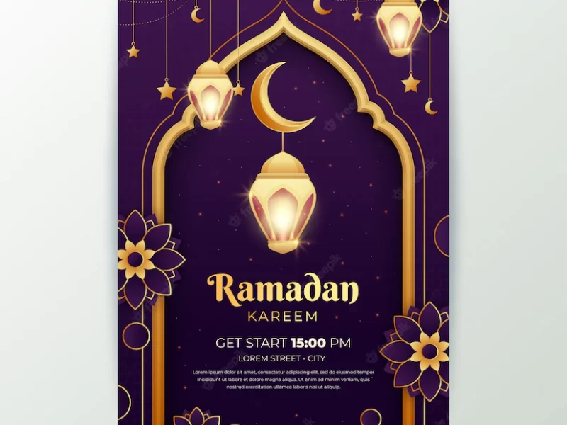 Realistic ramadan greeting card template Free Vector