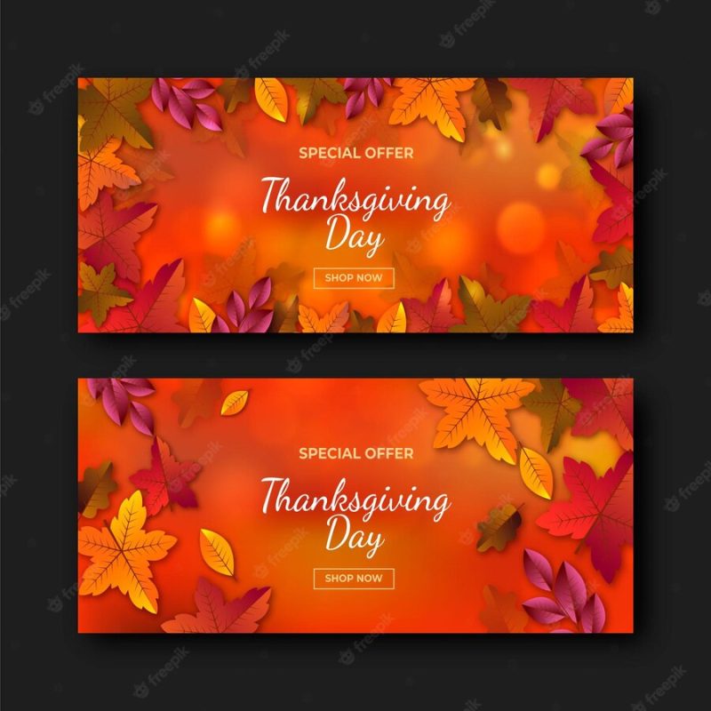 Realistic thanksgiving banners template Premium Vector