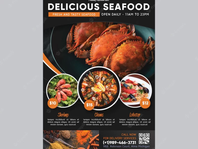 Restaurant flyer template with photo Free Vector