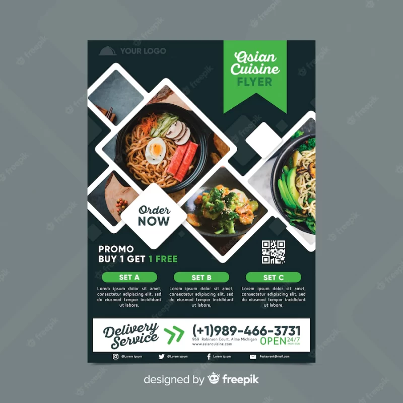 Restaurant flyer template with photo Free Vector