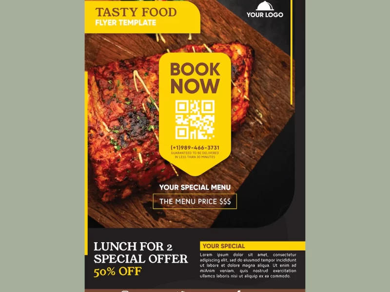 Restaurant flyer template with photo Free Vector