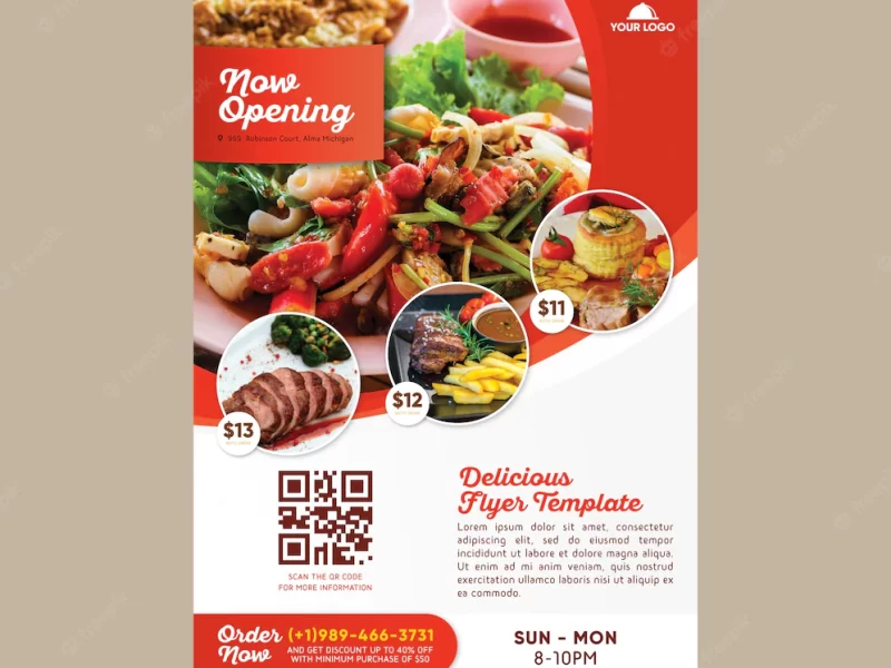 Restaurant flyer template with photo Free Vector