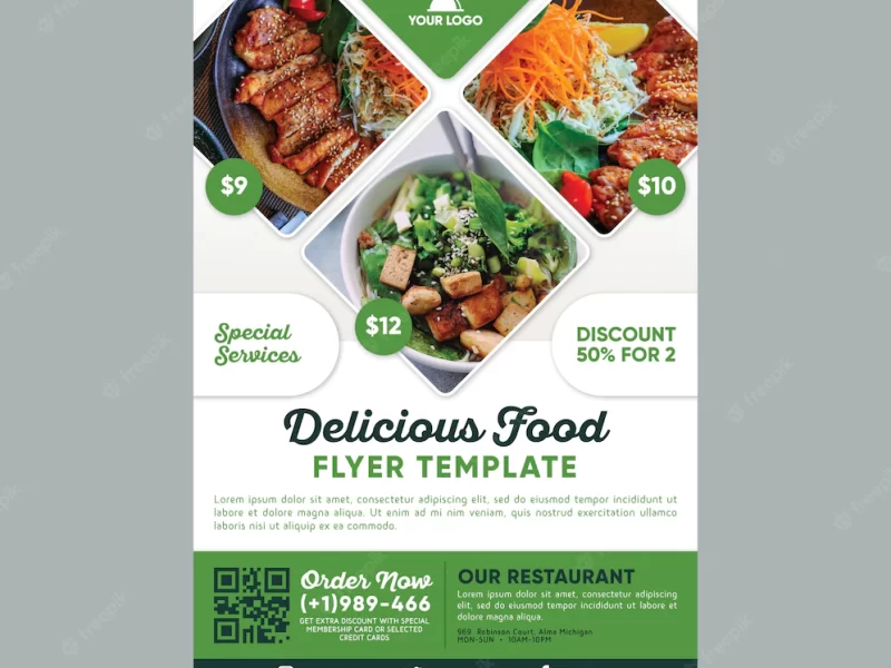 Restaurant flyer template with photo Free Vector