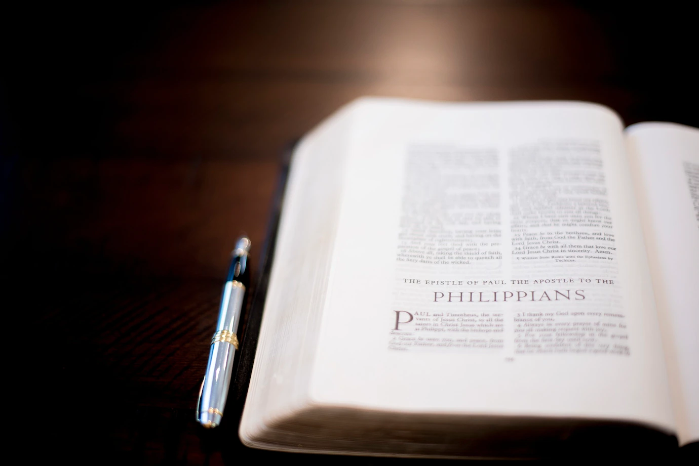 Selective Focus Shot Bible With Pen Side 181624 46452