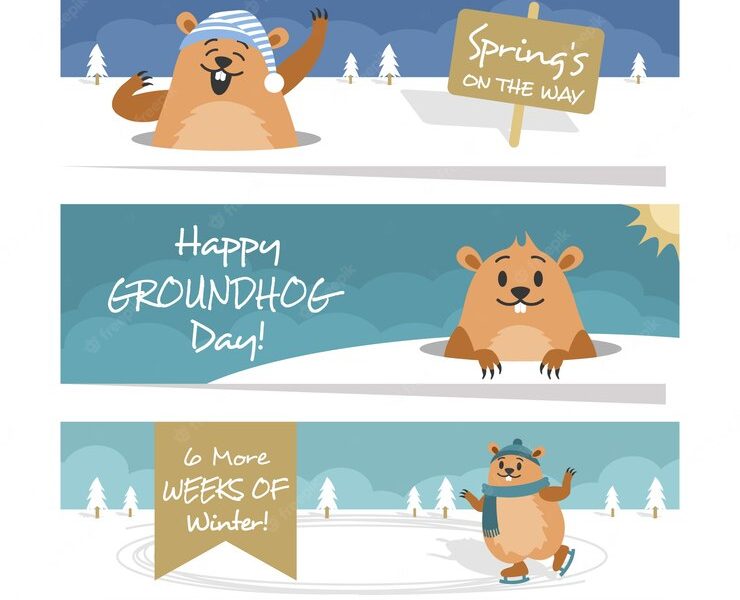 Set of groundhog day banners Free Vector Set of groundhog day banners Free Vector