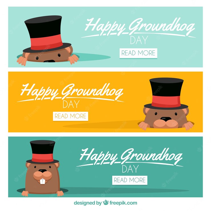 Set Lovely Groundhog Banners With Hat 23 2147595399