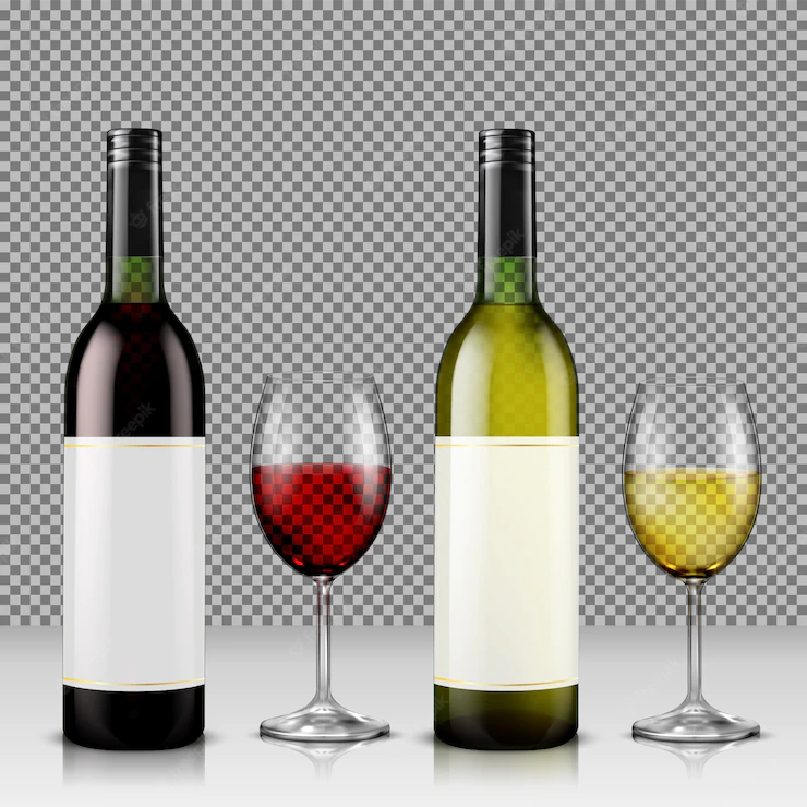 Set Realistic Vector Illustration Glass Wine Bottles Glasses With White Red Wine 1441 539