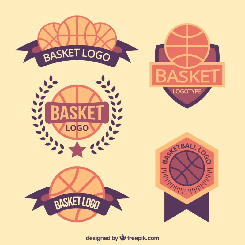Set of vintage basketball logos Free Vector