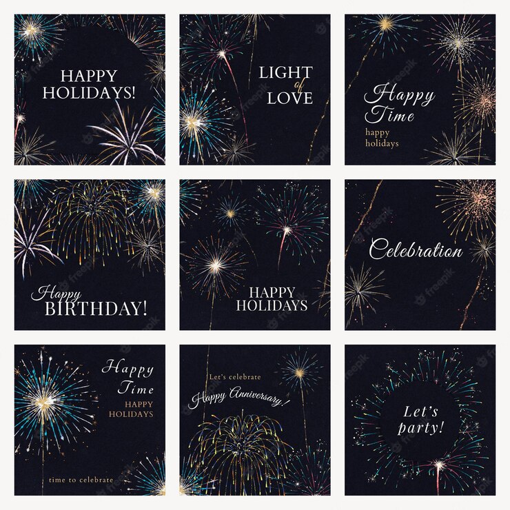 Shiny Fireworks Template Psd Social Media Post With Editable Text Collection 53876 154855