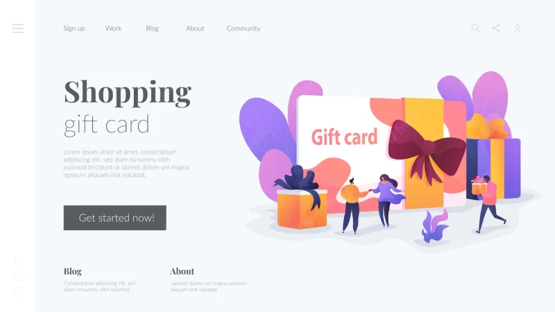 Shopping gift card landing page template Free Vector