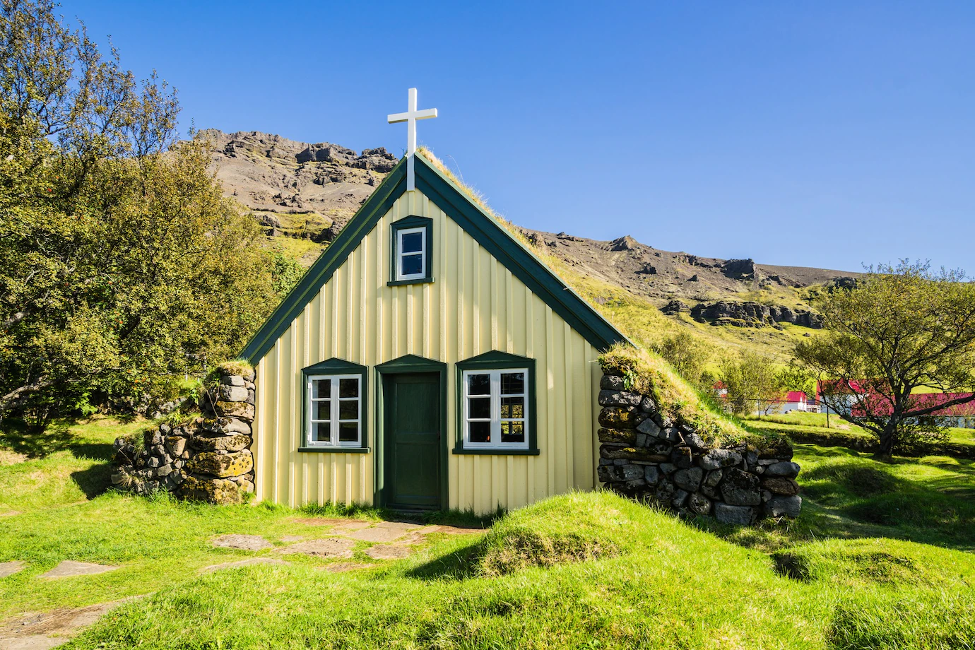 Shot Typical Icelandic Church Iceland Hofskirkja Hof Iceland 181624 50251