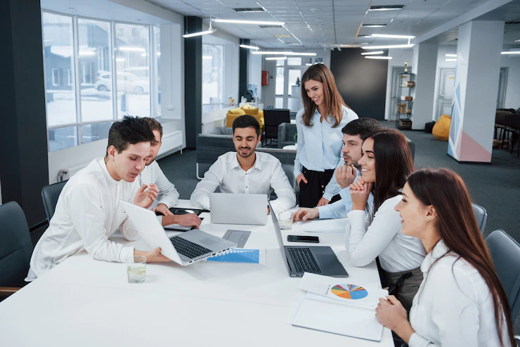 Showing Good Results Group Young Freelancers Office Have Conversation Smiling 146671 13633