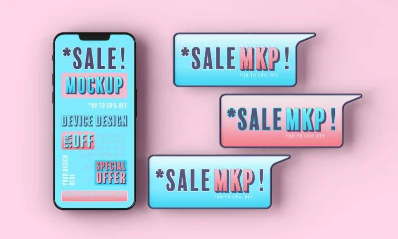 Smartphone sale mock-up Free Psd