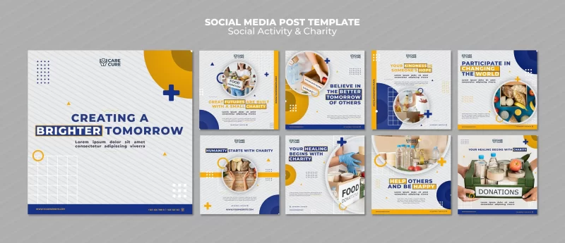 Social activity and charity Instagram and facebook posts Free Psd flyer