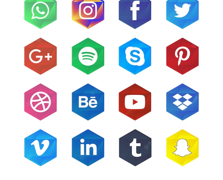 Social media collection colors Free Vector
