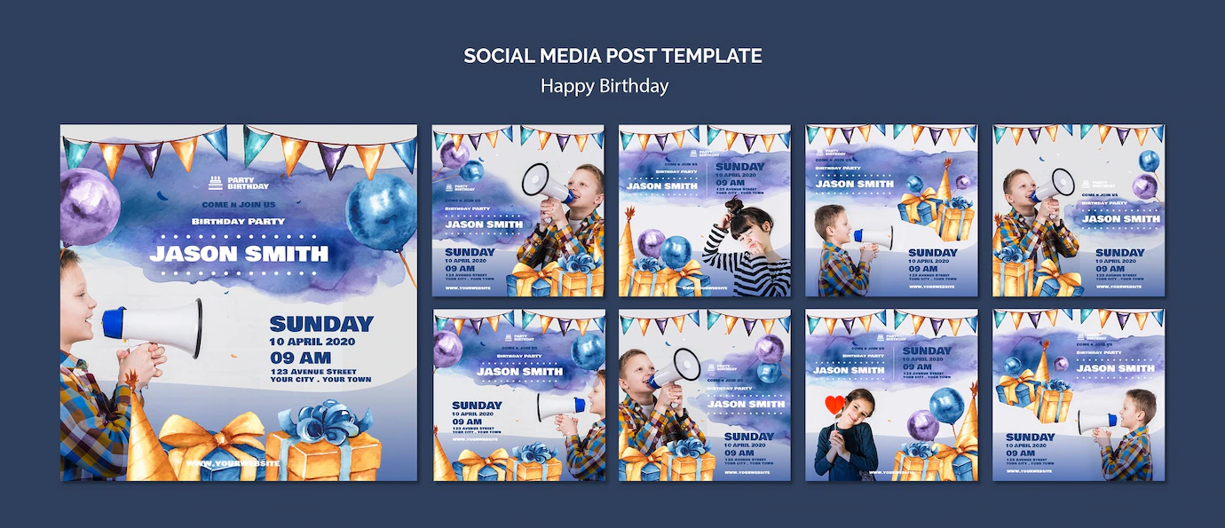 Social Media Post Template With Birthdday Party 23 2148457722