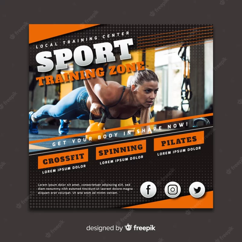 Sport flyer with photo Free Vector
