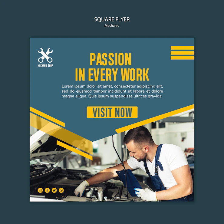 Square Flyer Template Mechanic Profession 23 2148519017