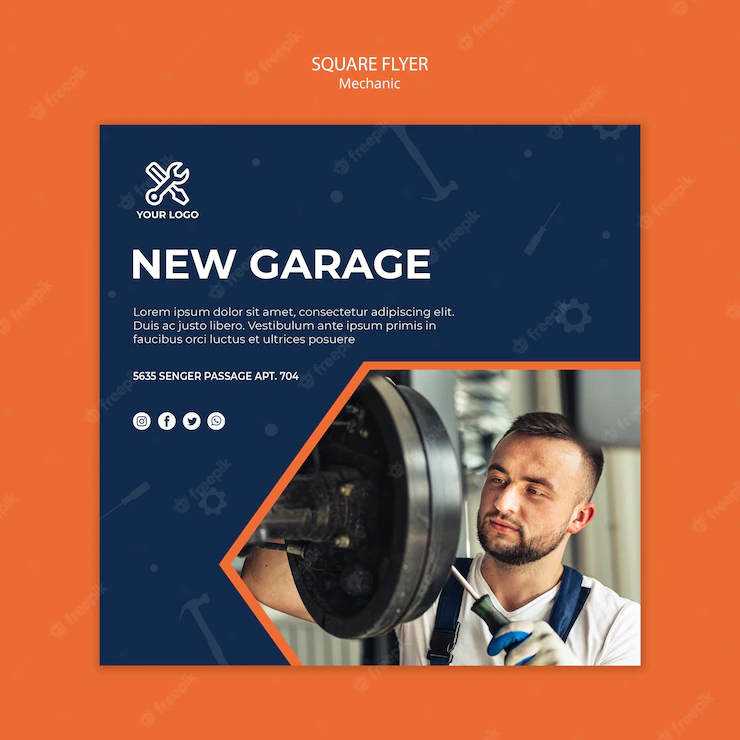 Square Flyer Template With Mechanic Work 23 2148501382